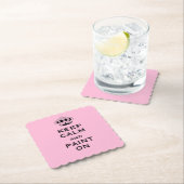 Custom Keep Calm (uw woord) Roze Set van 6 Kartonnen Onderzetters (Insitu)