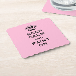 Custom Keep Calm (uw woord) Roze Set van 6 Kartonnen Onderzetters