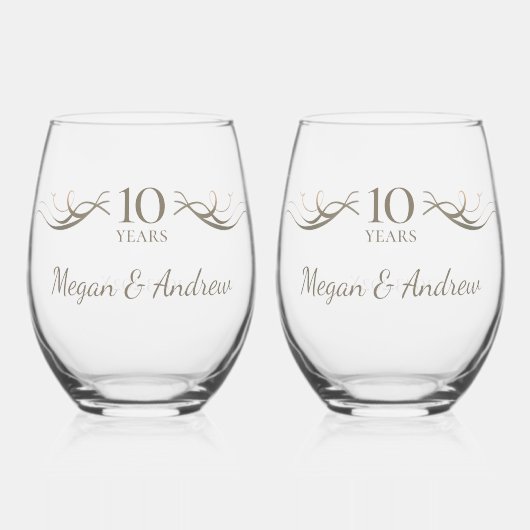 Custom Keepsake koppels namen elk jaar Jubileum Wijnglas Zonder Voet (Voorkant)