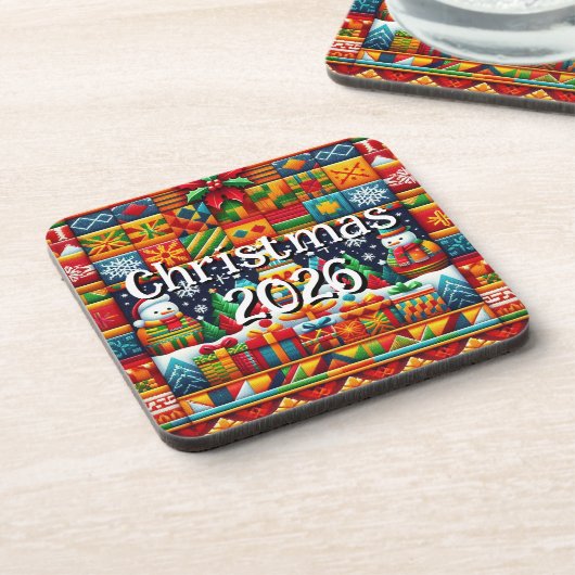Custom Kente Cloth Holiday Coaster | African Bier Onderzetter (Linkerzijde)