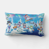 Custom Kerst winter wonderland sneeuwpoppen kussen (Achterkant)