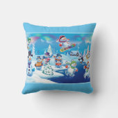 Custom Kerst winter wonderland sneeuwpoppen kussen (Achterkant)