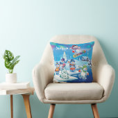 Custom Kerst winter wonderland sneeuwpoppen kussen (Stoel)