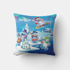 Custom Kerst winter wonderland sneeuwpoppen kussen