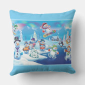 Custom Kerst winter wonderland sneeuwpoppen kussen (Achterkant)