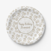 Custom Khaki Heart Pattern Napkins Papieren Bordje (Voorkant)