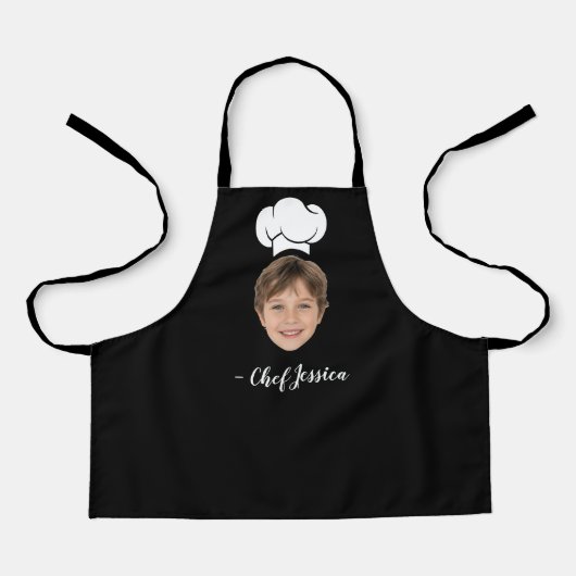 Custom Kid Face & Name Cute Chef Apron Schort (Voorkant)