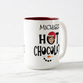 Custom Kid Face & Name Hot Chocolate Christmas Tweekleurige Koffiemok (Voorkant rechts)