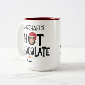 Custom Kid Face & Name Hot Chocolate Christmas Tweekleurige Koffiemok (Voorkant links)