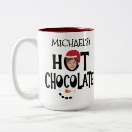 Custom Kid Face & Name Hot Chocolate Christmas Tweekleurige Koffiemok