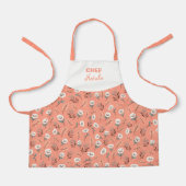 Custom Kids Apron – White Poppies Schort (Voorkant)