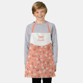 Custom Kids Apron – White Poppies Schort (Gedragen)