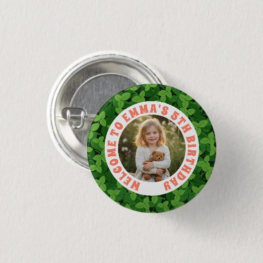 Custom Kids Birthday Button with Photo (Voorkant /achterkant)