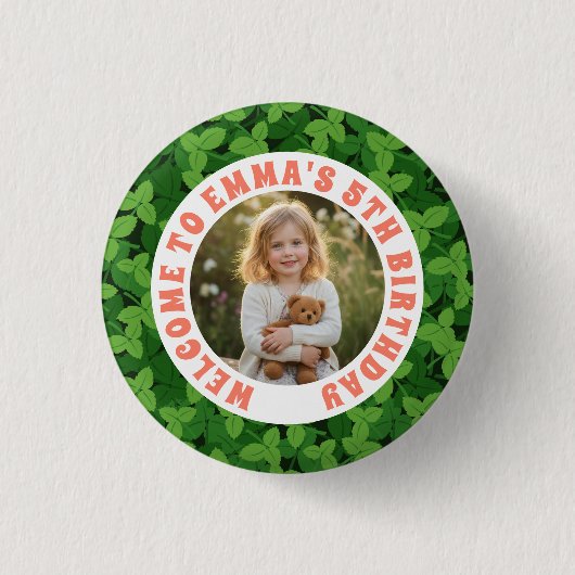 Custom Kids Birthday Button with Photo (Voorkant)