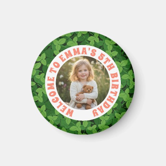 Custom Kids Birthday Round Magnet with Photo (Voorkant)