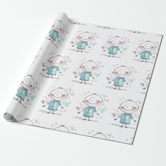 custom kids drawing cadeaupapier (Uitgerold)
