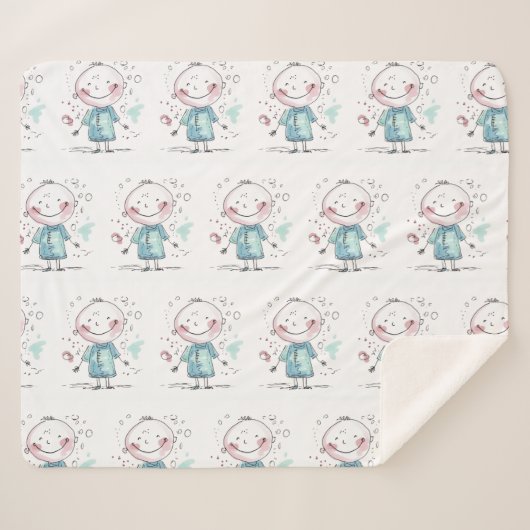 custom kids drawing sherpa deken (Voorkant (horizontaal))