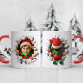 Custom Kids Face Photo Funny Christmas Elf Name Mok