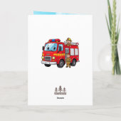 Custom Kid's Fire Truck Birthday Party Kaart (Achterkant)