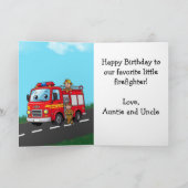 Custom Kid's Fire Truck Birthday Party Kaart (Binnen)