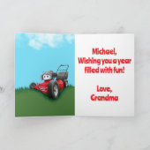 Custom Kid's Lawn Mowing Birthday Kaart (Binnen)