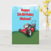 Custom Kid's Lawn Mowing Birthday Kaart (Gele Bloem)