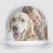 Custom Kids Pet Family Photo Snow Globe Sneeuwbol (Voorkant)