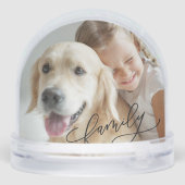 Custom Kids Pet Family Photo Snow Globe Sneeuwbol (Achterkant)