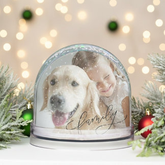 Custom Kids Pet Family Photo Snow Globe Sneeuwbol