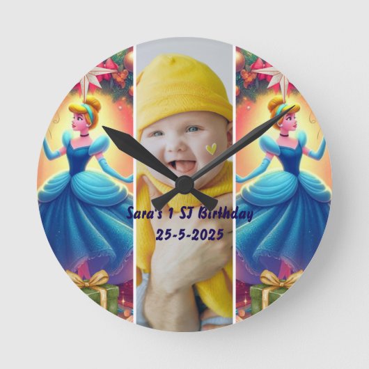 Custom Kids Photo bedroom decor Ronde Klok (Voorkant)