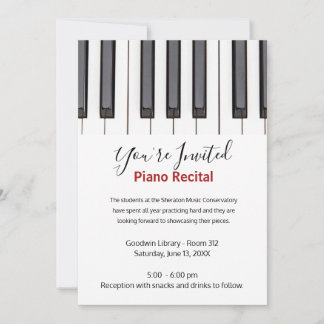 Custom Kids Piano Recital Invitation Kaart