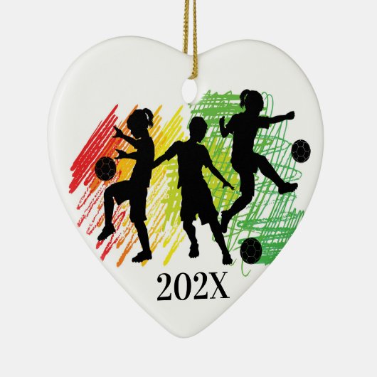 Custom Kids Soccer Player Christmas Ceramic Orname Keramisch Ornament (Rechts)
