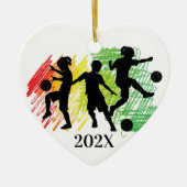 Custom Kids Soccer Player Christmas Ceramic Orname Keramisch Ornament (Voorkant)