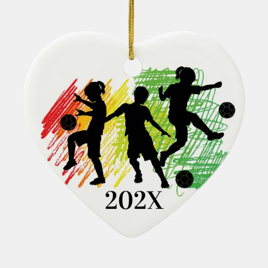 Custom Kids Soccer Player Christmas Ceramic Orname Keramisch Ornament (Achterkant)