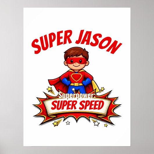 Custom Kids Superhero Name Poster (Voorkant)