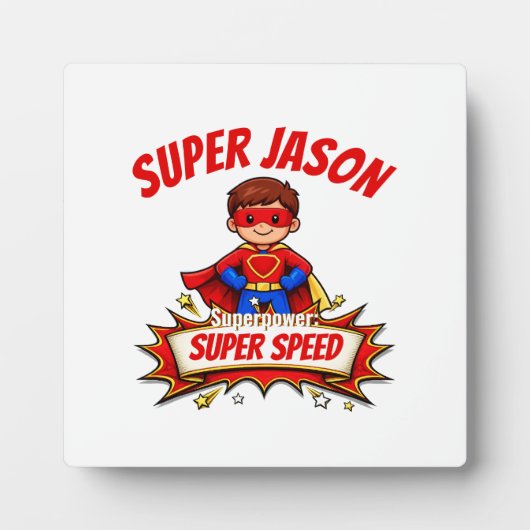 Custom Kids Superhero Name & Superpower Fotoplaat (Voorkant)