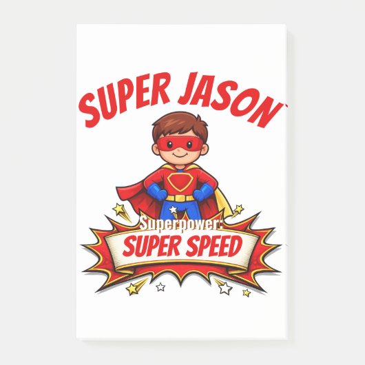 Custom Kids Superhero Name & Superpower Post-it® Notes (Voorkant)
