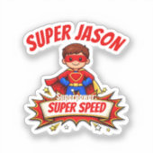 Custom Kids Superhero NameCustom-Cut Vinyl Sticker (Voorkant)