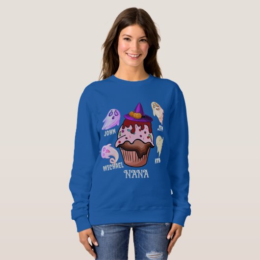 Custom Kind Namen Halloween Gouls Goblins Oma Trui (Voorkant volledig)