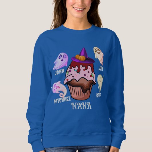 Custom Kind Namen Halloween Gouls Goblins Oma Trui (Voorkant)