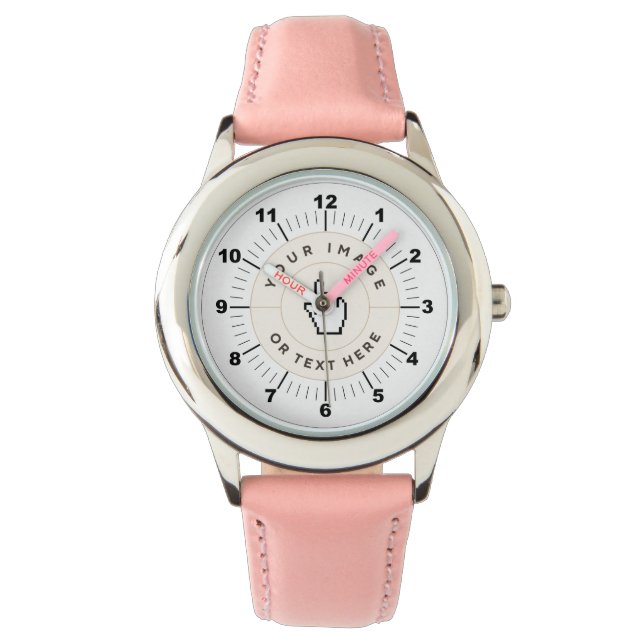 CUSTOM Kind verstelbare roze harten Horloge (Voorkant)