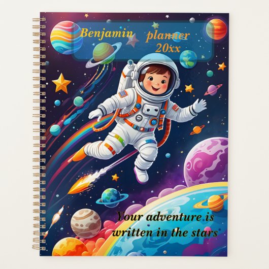 Custom Kinder Space Planner Hoesje – "Uw avontuur (Voorkant)