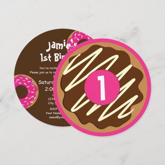 Custom kind's schattige zoete ronde donut Verjaard Kaart (Voorkant / Achterkant)