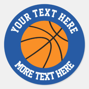 Custom kind's Verjaardagsfeestje gunst basketbalsp Ronde Sticker