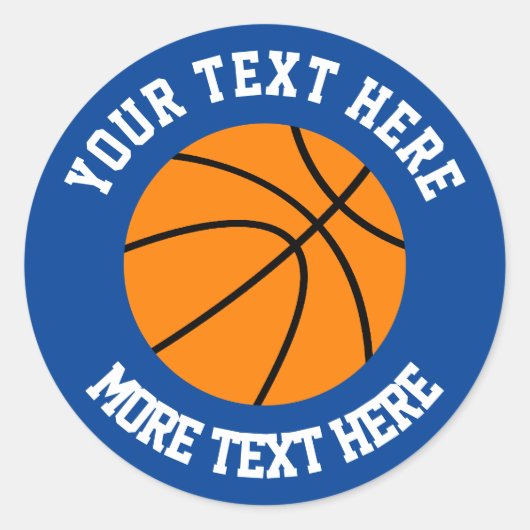 Custom kind's Verjaardagsfeestje gunst basketbalsp Ronde Sticker (Voorkant)