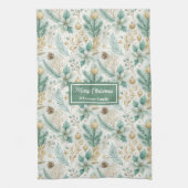 Custom Kitchen Towel White Poinsettia Christmas Theedoek (Verticaal)