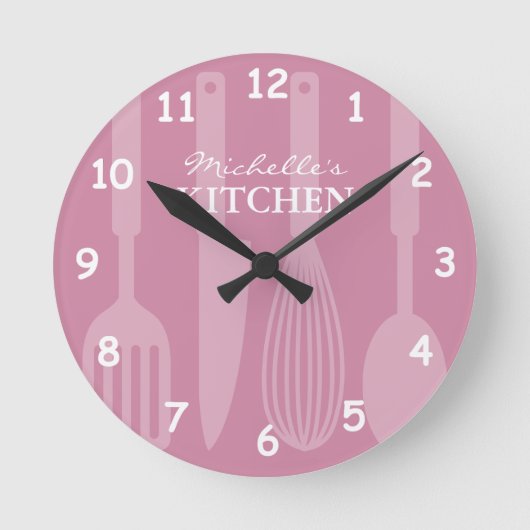 Custom kitchen wall clock with cooking utensils ronde klok (Voorkant)