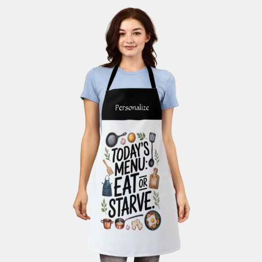Custom Kitchen Wear and Attitude Quote Personalize Schort (Gedragen)