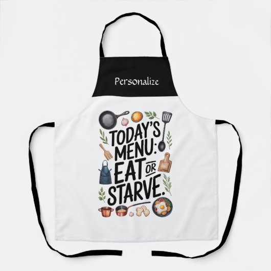Custom Kitchen Wear and Attitude Quote Personalize Schort (Voorkant)