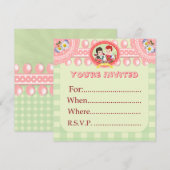 Custom Kitsch Green Gingham Kind Party Blank - Kaart (Voorkant / Achterkant)